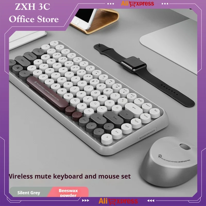 Rantopad Wireless Keyboard Mouse Set Dot Mute Portable Girl Comfortable Office Typewriting Peripherals Desktop Laptop Universal