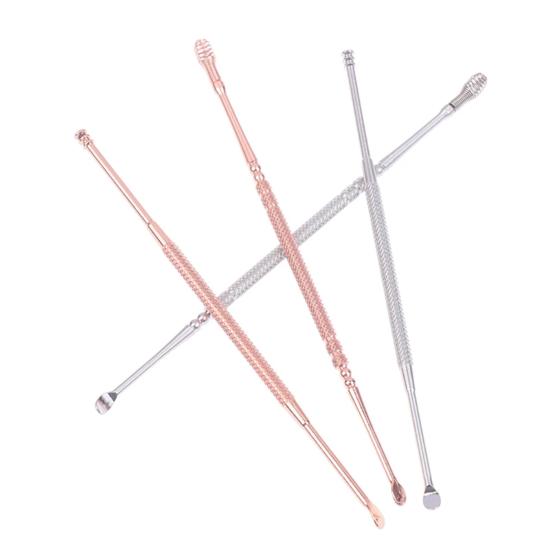 New 2 Head Ear Wax Removal Cleaner Double End Earwax Remover 360° Cleaning Ear Pick Stainless Steel Ear Care Tools