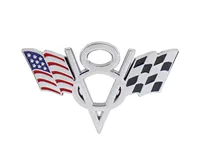 Chrome American flag V8 V 8 Italy UK Germany US National Flag for Fender trunk Rear Bonnet Nameplate Decal Emblem Badge Sticker