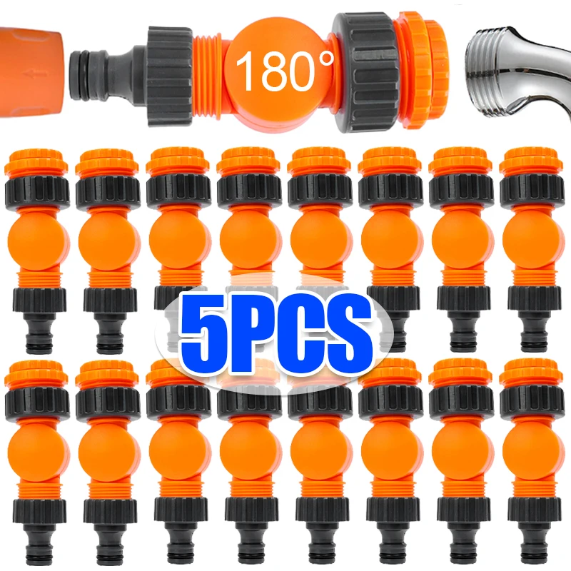 5/1pcs ABS Quick Connector 180 ° Garden Watering Hose Double Hose Coupling Joint Adapter Pipe Fittings for Watering Irrigation