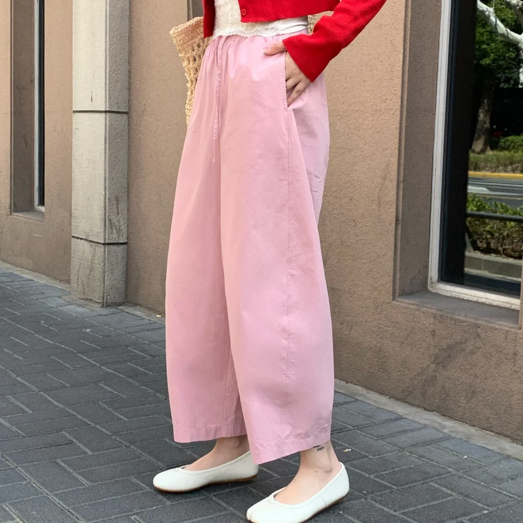 Pantalones informales elásticos de cintura alta para mujer, nuevo estilo de primavera, ropa Awei, versión coreana, pantalones...