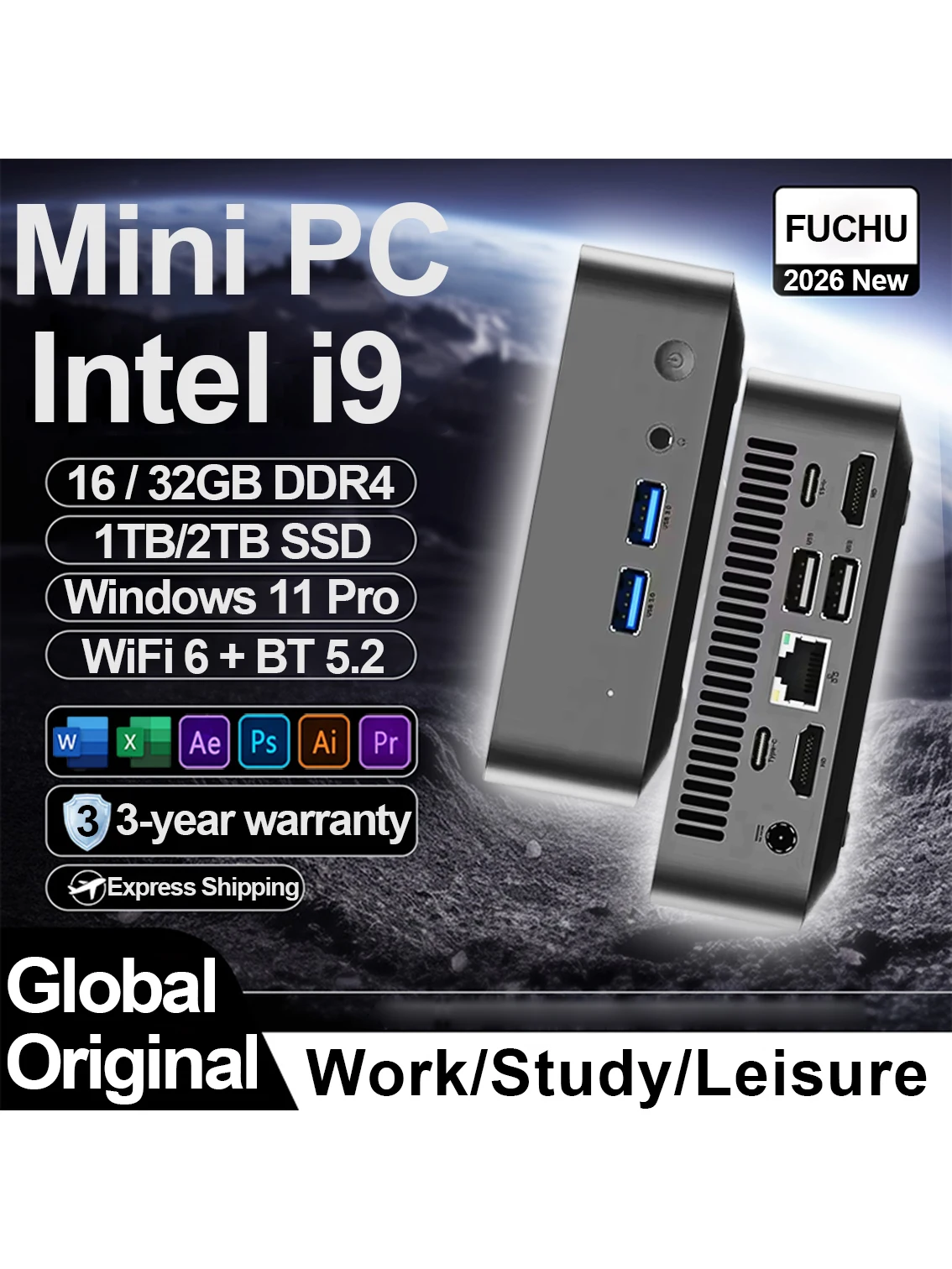 2026 Mini PC Windows 11 Intel Core i9 10980HK Core i3 6100U Draagbare Desktop PC 16GB 32GB DDR4 2TB SSD Gaming Computer kantoor pc - afbeelding 2