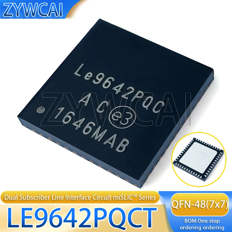 2PCS LE9642PQCT QFN-48(7x7) Code Le9642PQC Dual Subscriber Line Interface Circuit miSLIC™ Series Telecom Interface IC