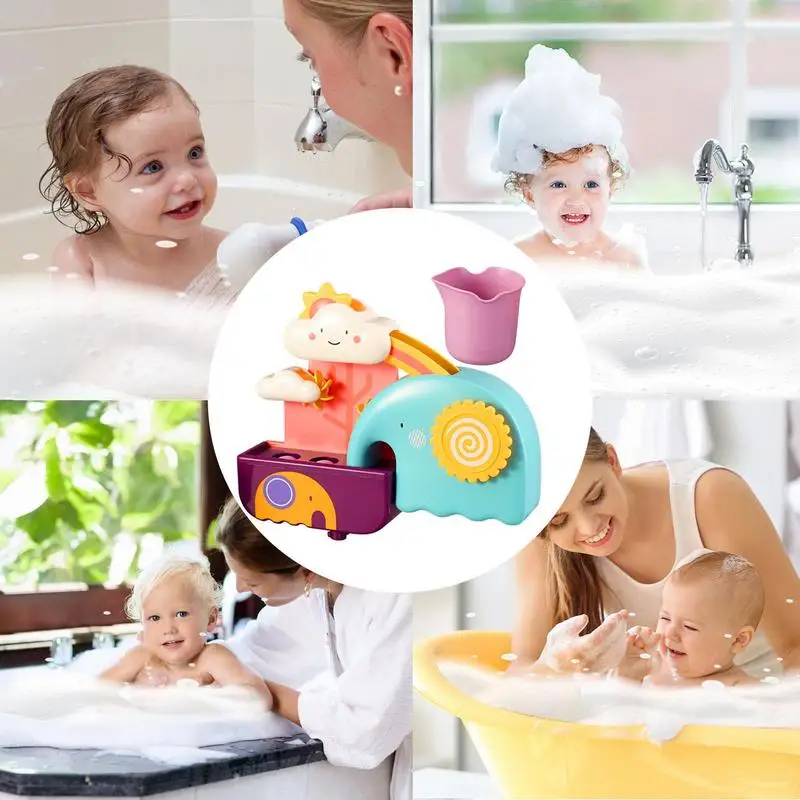 Water Slide Bathtub Toys Cute Cloud Bath Toys For Babies No Hole Floating Squirting Toys Interactive Toddler Bath Swimming Pool