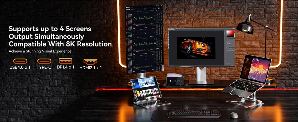 GMKtec K12 OCulink Mini Computer AMD Ryzen 7 H 255 Dual DDR5 5600MT/s 3 * SSD PCIe4.0 Mini PC da ufficio WiFi 6 BT 5.2 Dual 2.5G LAN