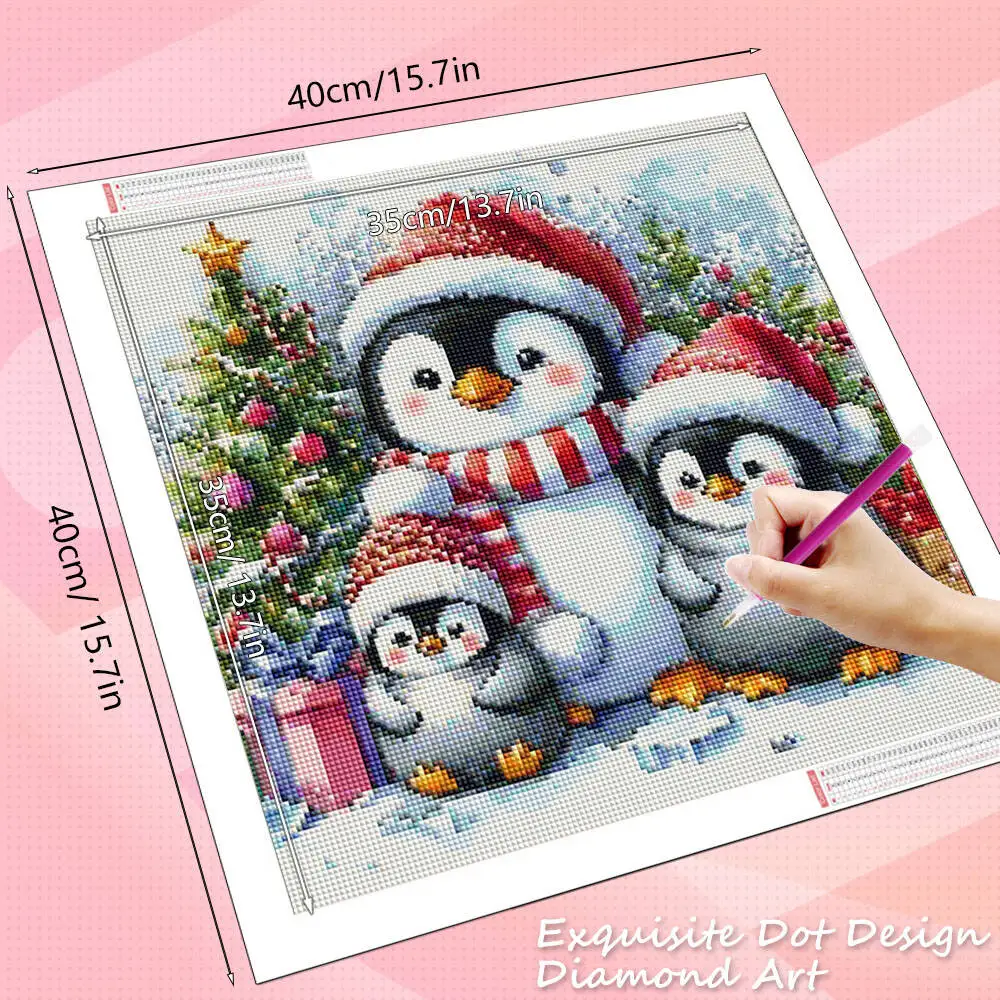 HUACAN Diamond Painting Penguin Animal Full Kits Wall Decor Diamond Mosaic Christmas Winter Cross Stitch