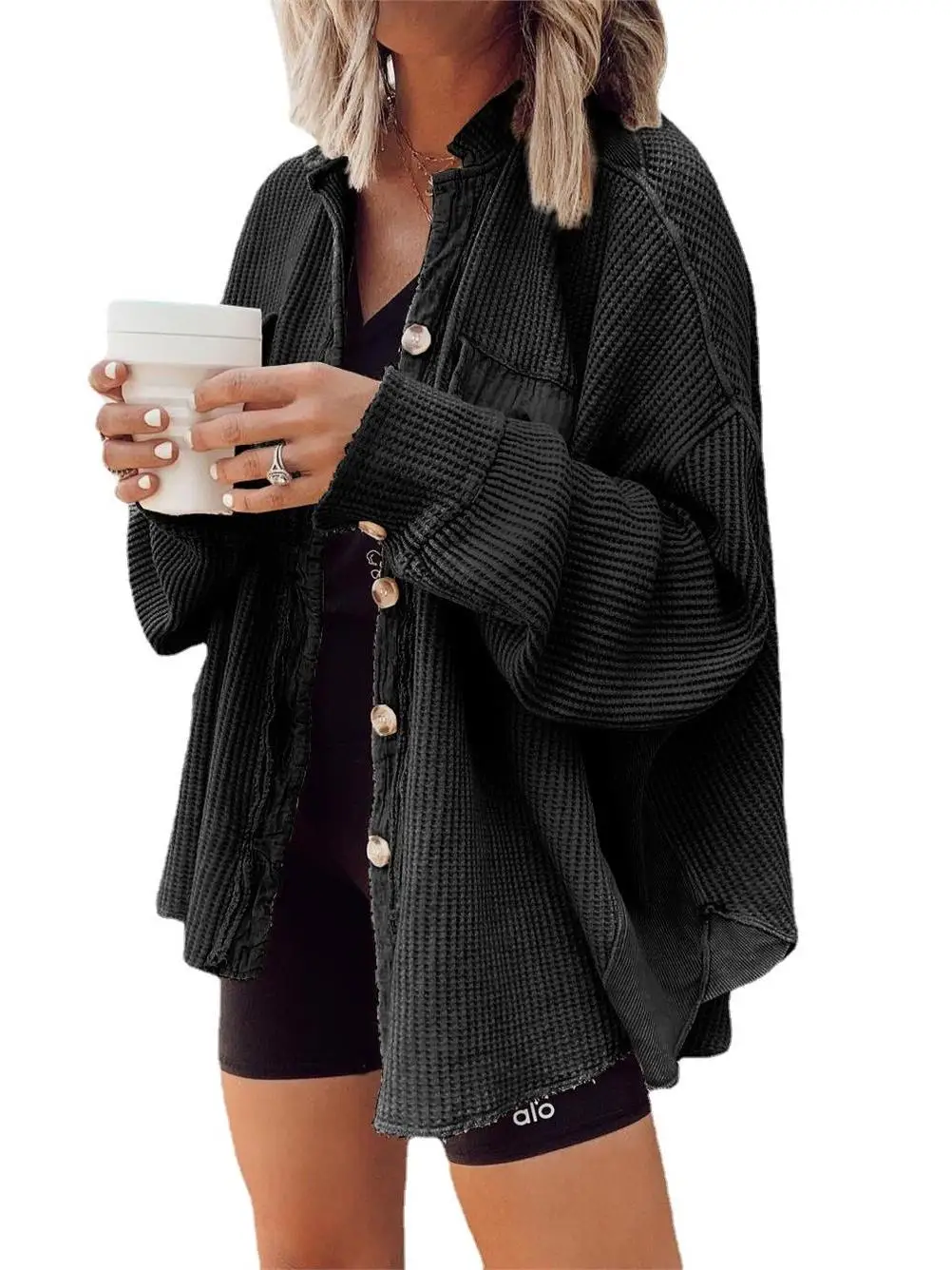 

Women's Fashion Casual Lapel Pocket Panel Irregular Shirt Cleanfit Style Bright Surface Middle Age Men's Coat without Brand