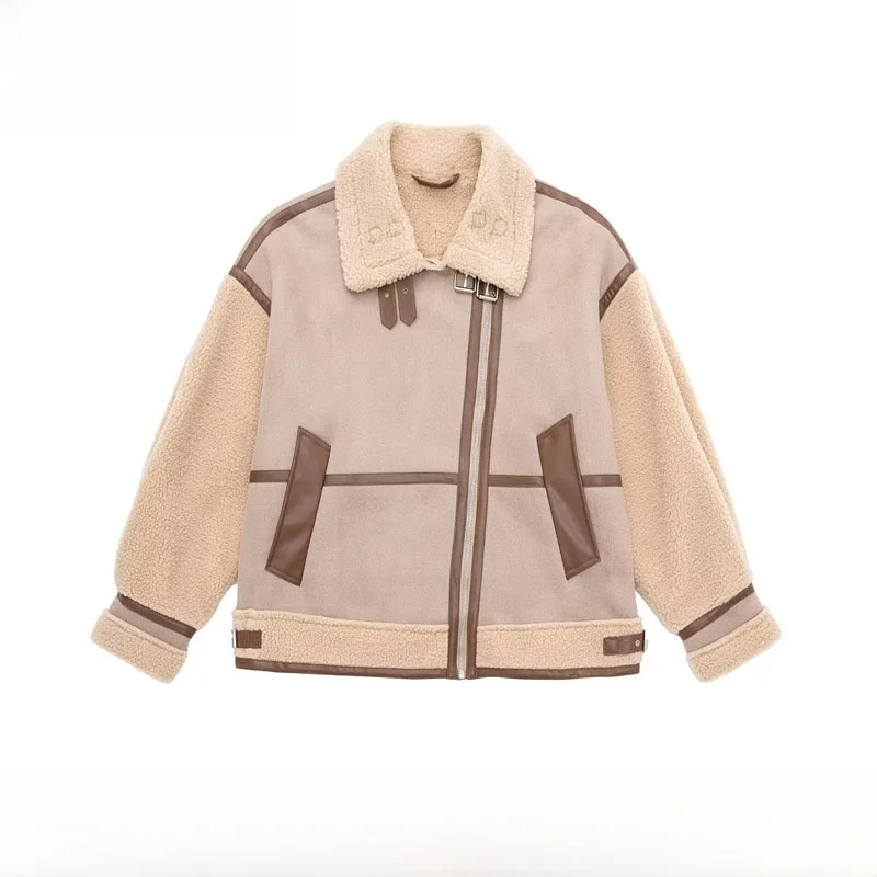 

Faionable Street Sle Лоскутная куртка Верхняя одежда ZR Trend Новое поступление Женская осенне-зимняя застежка-молния из полиэфирного волокна