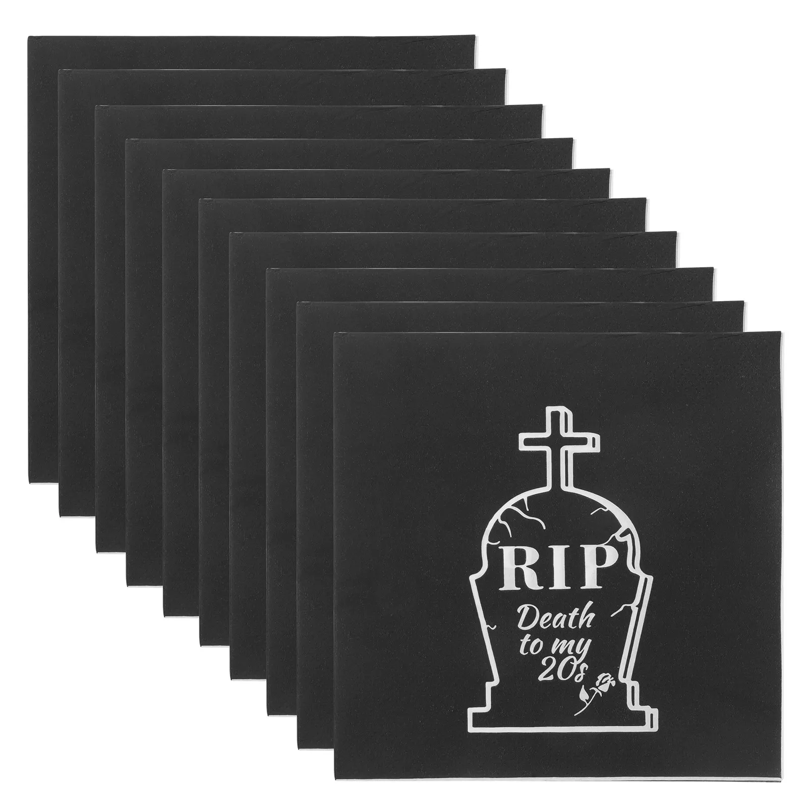 20Pcs Death to My 20S Decorative Napkins Halloween Black Gravestone Design Disposable Paper Table Napkins for End of Twenties