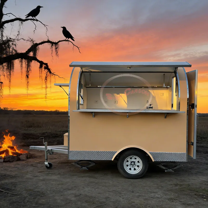 New export-oriented towing mobile stall breakfast truck, mobile food truck and multi-functional snack truck