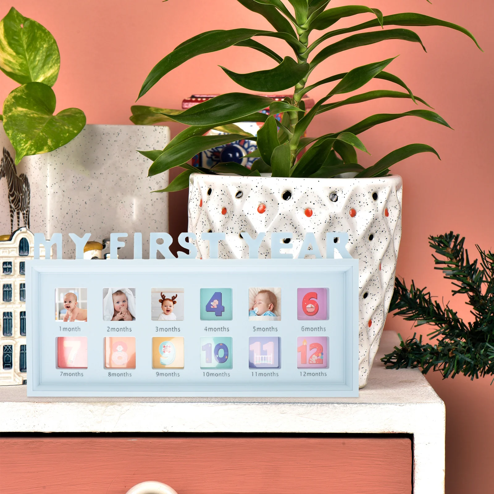 

Baby 12 Month Growth Photo Frame First Year Picture Holder Infant Milestone Memory Keeper Newborn Girl Essential Clip
