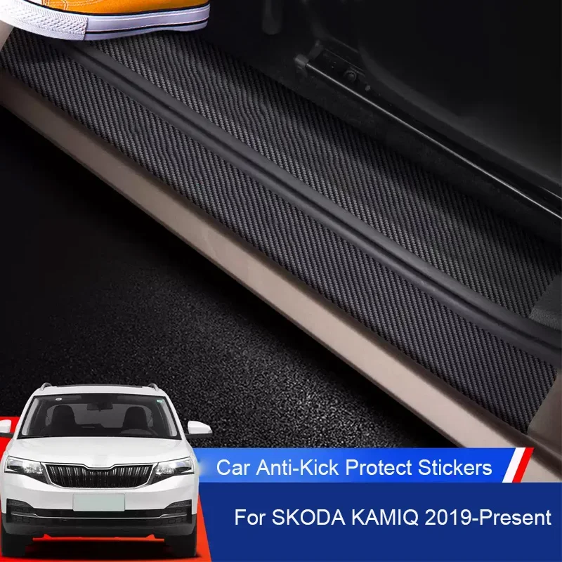 Car B-Pillar Door Anti-Kick Protect Pad Auto Trunk Anti-Dirty Scratch Resistant Interior Accessory For SKODA KAMIQ 2019-Present