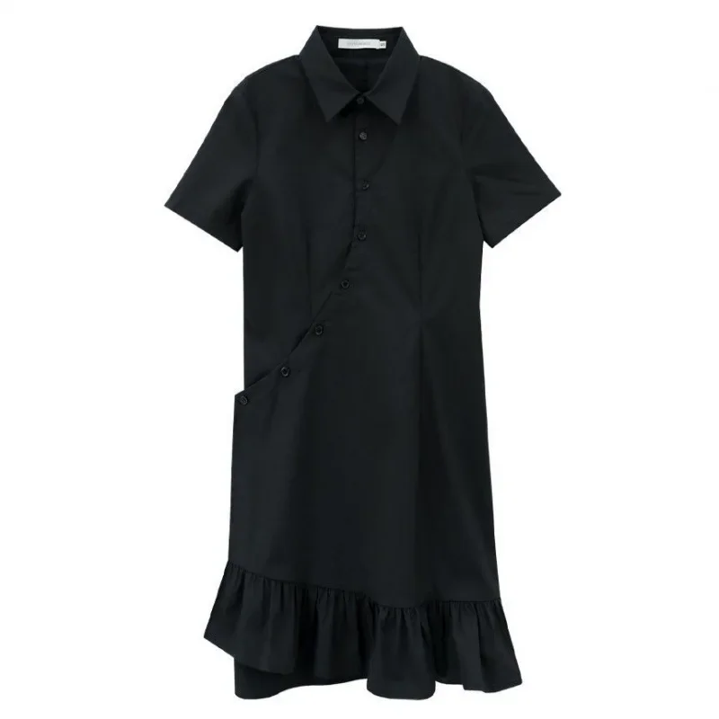 Shirt Collar Dress 2024 New Summer Design Little Black Dress China-Chic Style  birthday dress for women