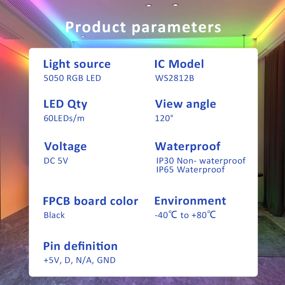 USB 5V WS2812B Pixel RGB LED Strip Dream Color Full Color 24Keys Bluetooth APP Controller 60LEDs/M 5050 RGB Addressable RGBIC