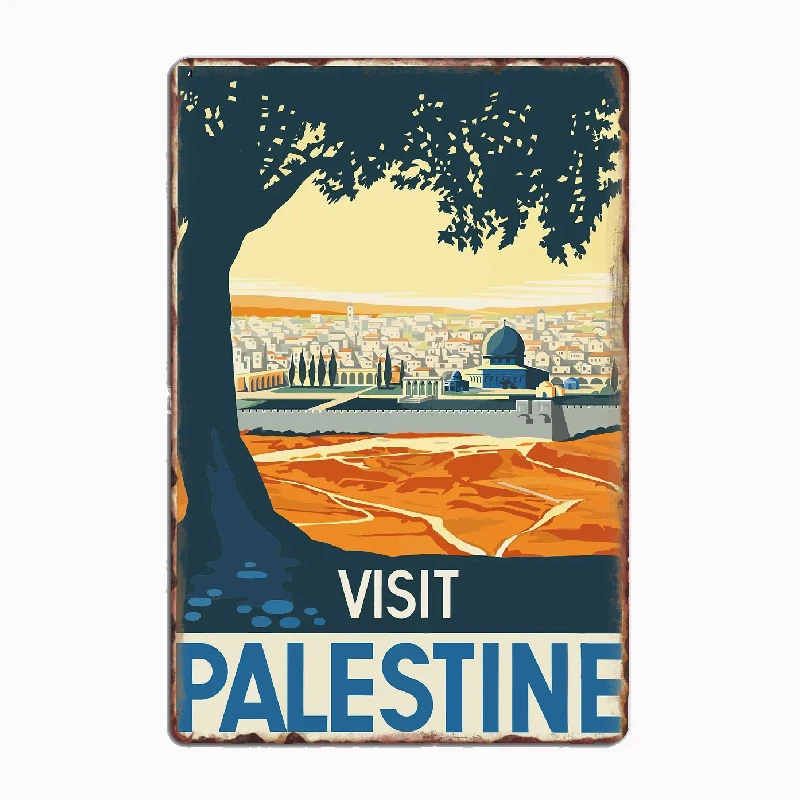 

Vintage Palestine Travel Poster Retro Travel Vintage Metal Sign Poster Garage Indoor Room Decor Club Tin Home Wall Decor