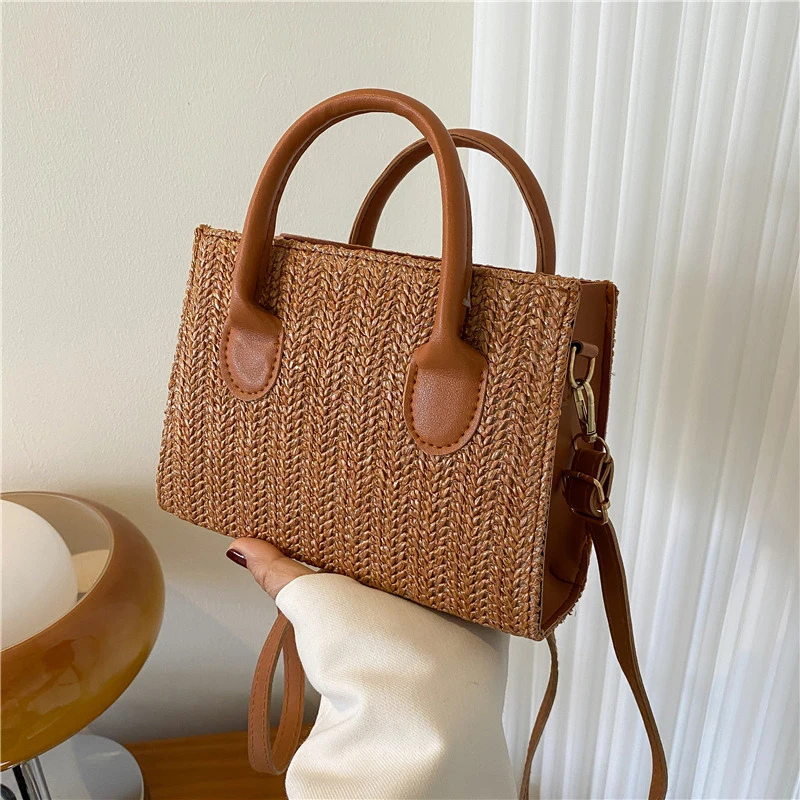 Summer Net Red Grass Woven Bag Crossbody Bag New Fashion Japanese Small Fresh Flower Woven Handbag Shoulder Bag