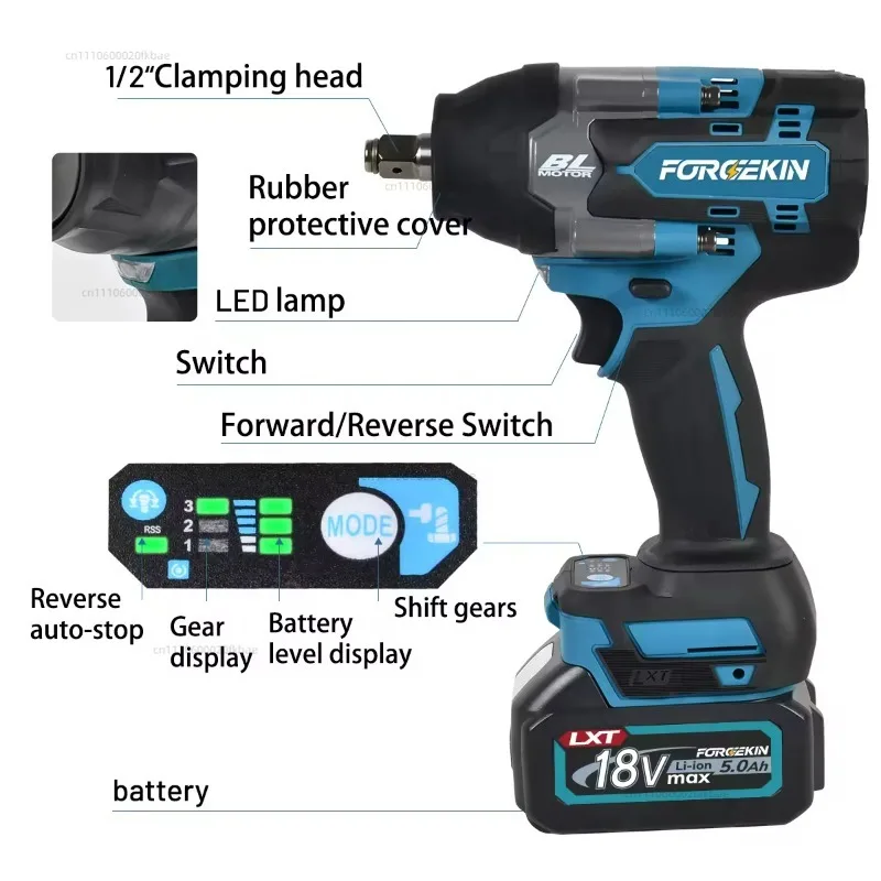 700N Brushless Strong Torsion Electric Wrench Driver Charging Wrench Large Torque Impact