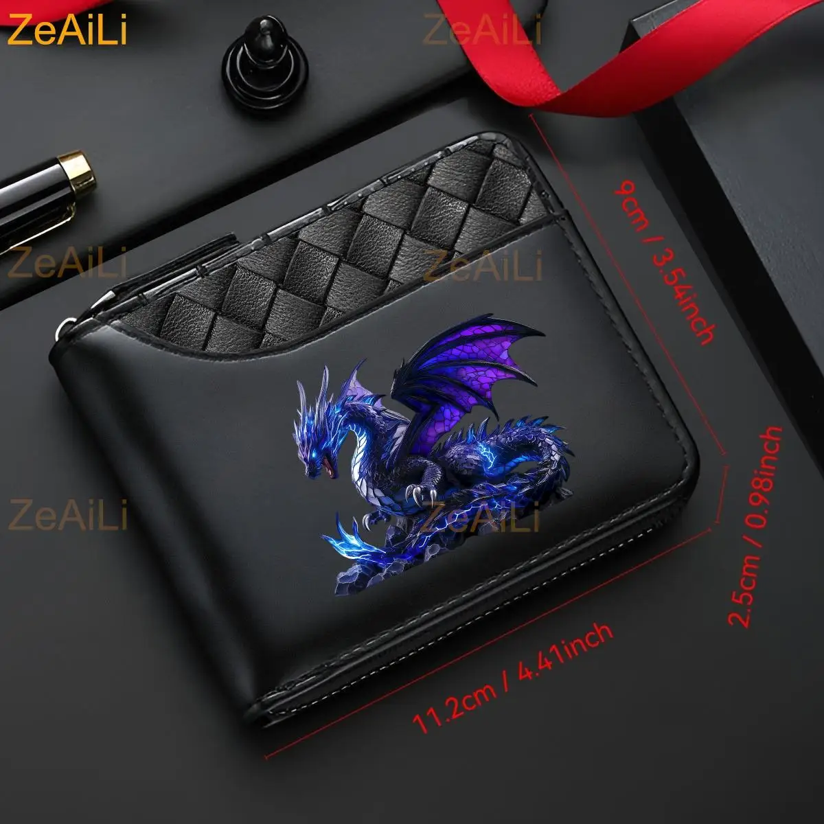 Lightning Dragon Fiery Dragon PU Leather Men'S Bifold Wallet, Lightweight Card Holder, Can Store Cash, ID Card, Credit Cards