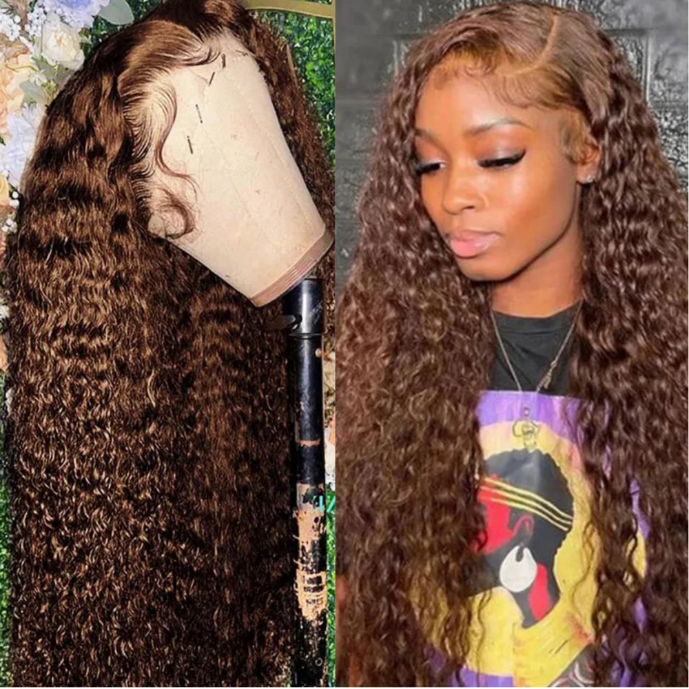 Chocolate Brown 13x4 Hd Lace Front Wig Human Hair Brown Colored Kinky Curly Human Hair Wig Brazilian 13x6 Lace Frontal Curly Wig