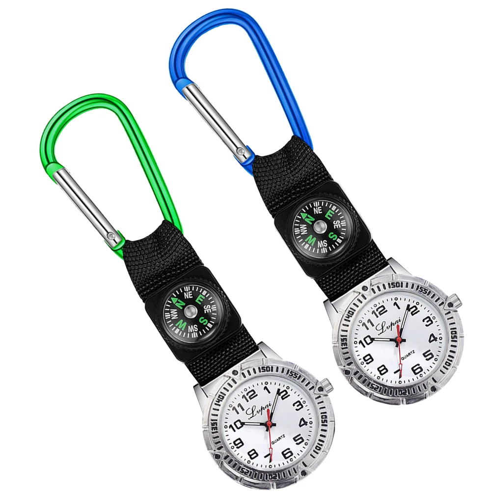 

2 шт., брелок с компасом, креативный брелок для ключей, повседневная сумка для часов, подвеска, часы для медсестры, принадлежности для пешего туризма, альпинизма, зеленый, синий