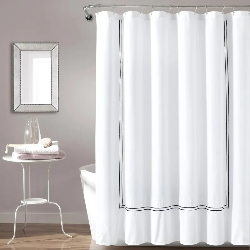 

Hotel Collection Shower Curtain, 72" x 72", White & Navy