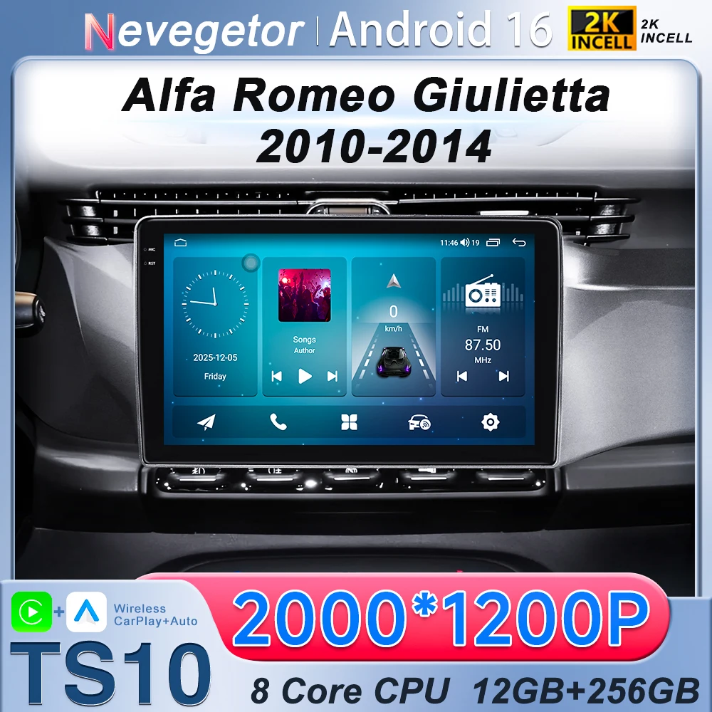 Android 16 For Alfa Romeo Giulietta 2010 - 2014  CPU Monitor Screen Multimedia Video Navigation Stereo 2 Din GPS WIFI