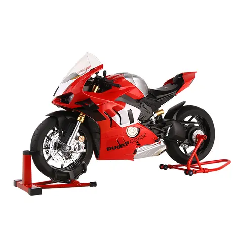 Spray 1:6 Ducati V4S motocicleta de carreras aleación Diecast modelo coche sonido y luz adornos dinámicos decoración colección Hobby Boy