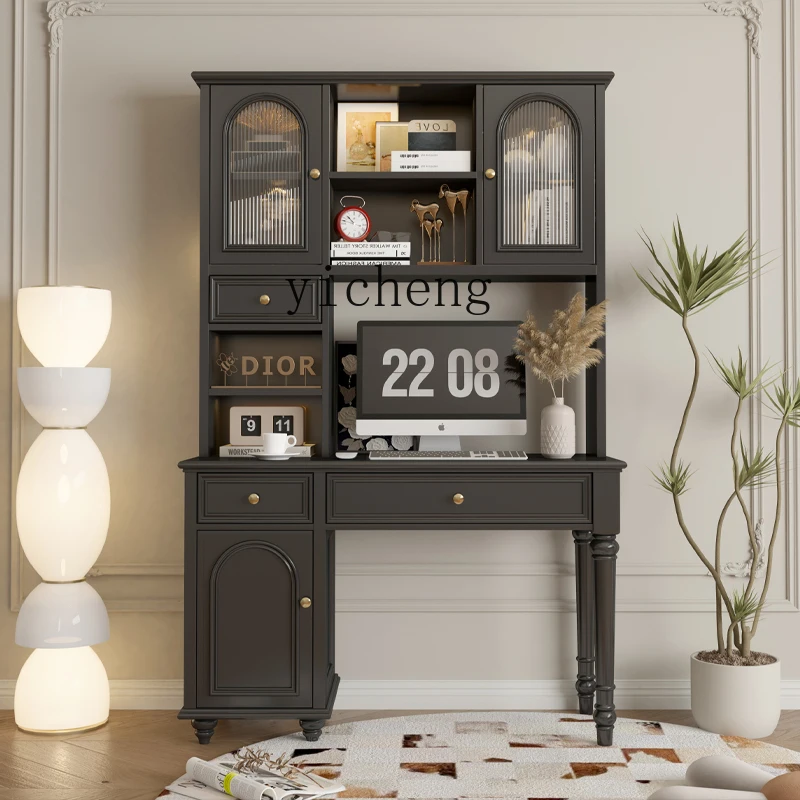 

ZYA Modern Light Luxury Solid Wood Integrated Corner Study Computer Desk Cabinet Modern Office Desk desk decoration