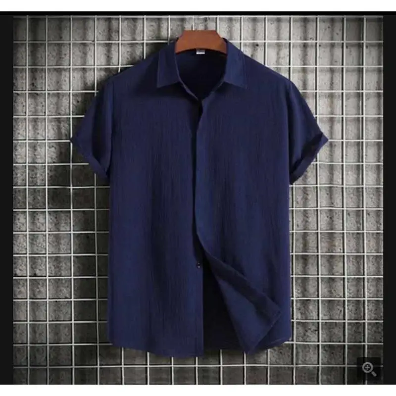 Męska biała lniana koszula o dopasowanym kroju, zapewniająca ochronę przed słońcem, bawełniana koszula z krótkim rękawem, zapinana na zamek, bardzo długa.