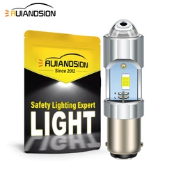 Ruiandsion BA15D LED Motorcycle Headlight Bulb 3570 3SMD Chip Fit Car Reverse Parking Lamps High Low Beam White Yellow 6V 1000Lm