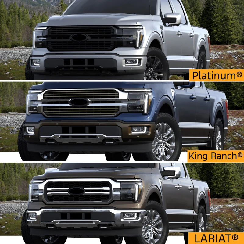 For Ford F150 2024 2025 Lariat/King Ranch/Platinum Racing Grille, Front Hood Grille, Front Bumper Upper Guard Cover, Auto Parts