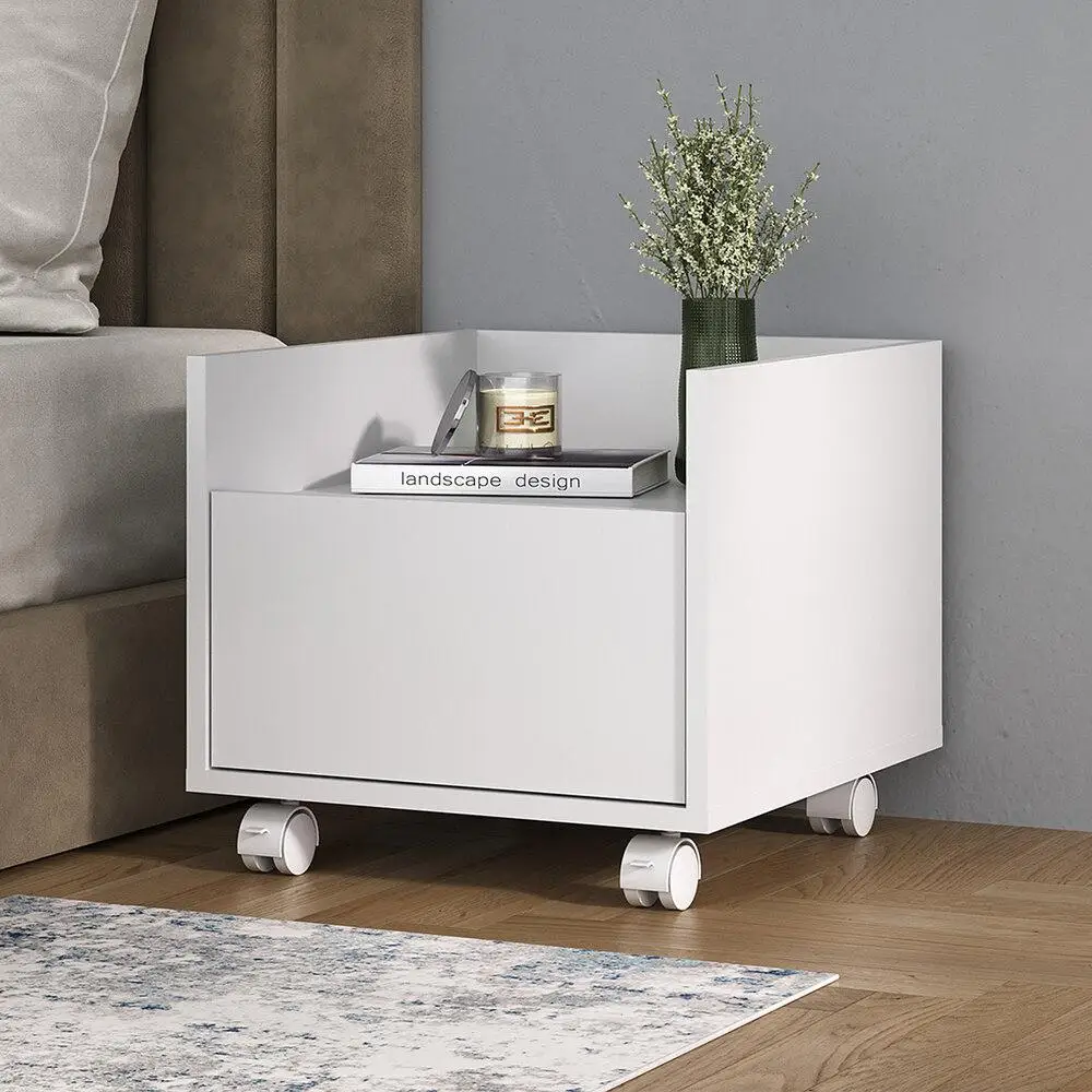 40 cm Bedside Table with Multi-mobile Casters MP4042 White