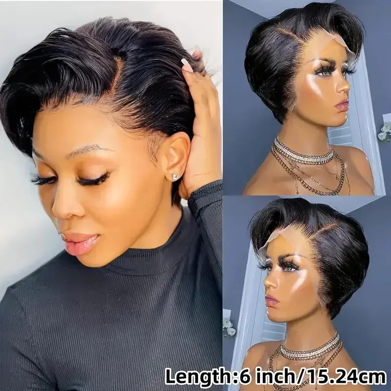 Brazilian Hair Short Bob Wig Pixie Cut Wig 13x4X1 Side Part Lace Human Hair Wigs 100% Remy Hair Straight Cheap Human Hair Wig
