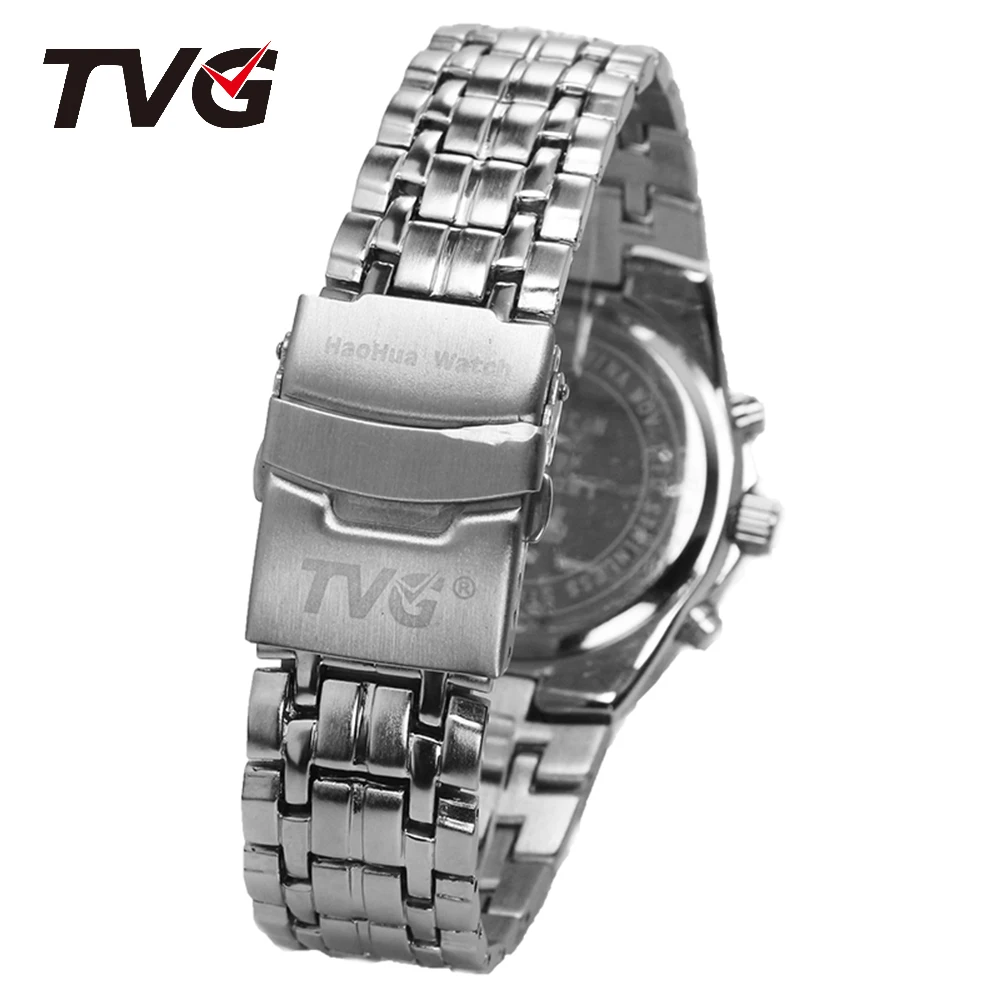 TVG Hot Sale Brand Man Watch Alloy Strap Case Wrist Waterproof LED Light Unique Display BusinessGift Outdoor Personality Student