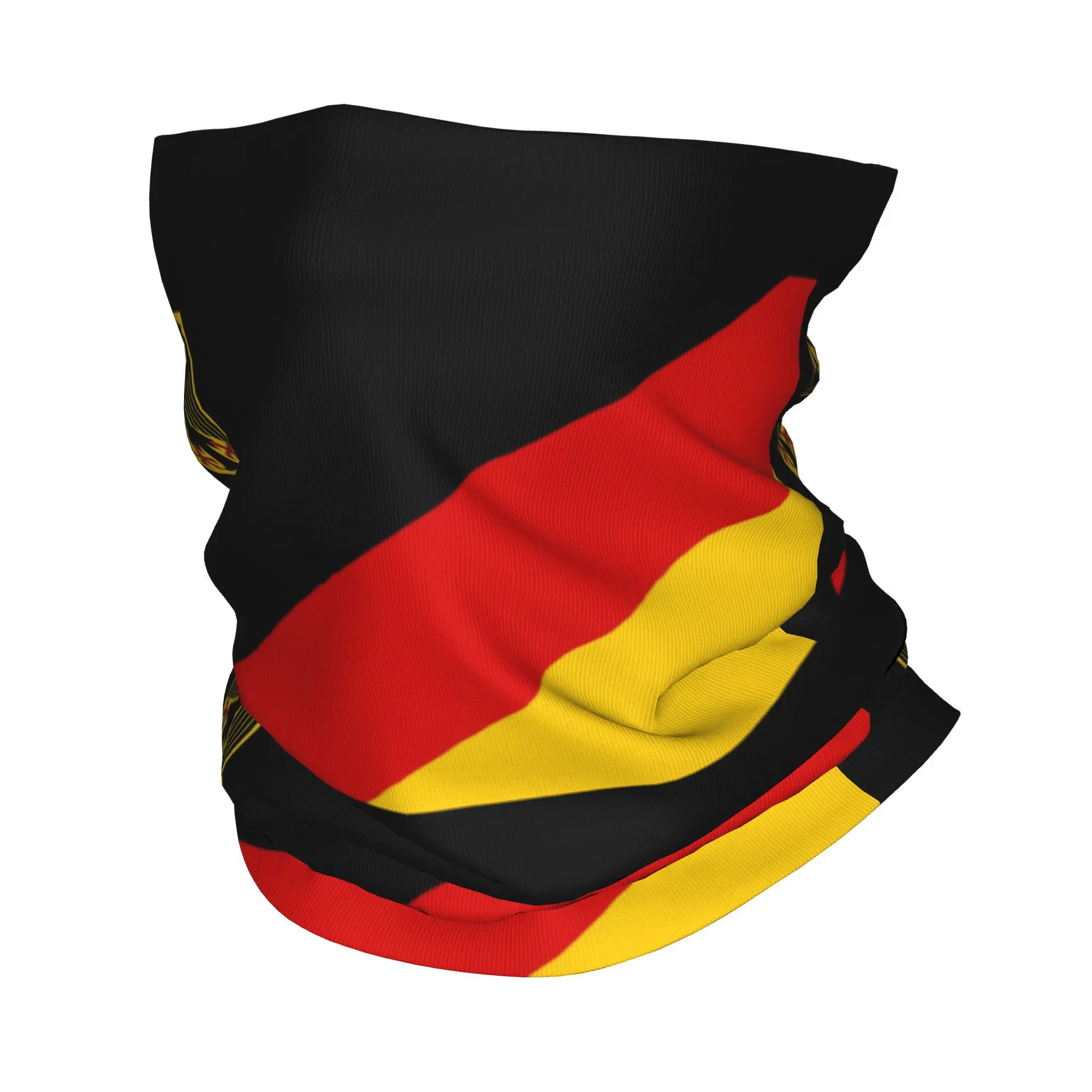 Custom German Flag Bandana Neck Gaiter UV Protection Face Scarf Cover Women Men Coat of Arms of Germany Headband Tube Balaclava