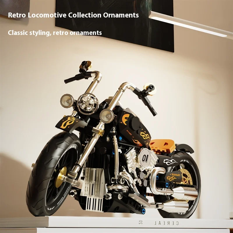 

445pcs Classic Retro 1:8 Super Motorcycle Block Set City Racing Motorcycle Technology Block Toy Children Boys Adult Gifts