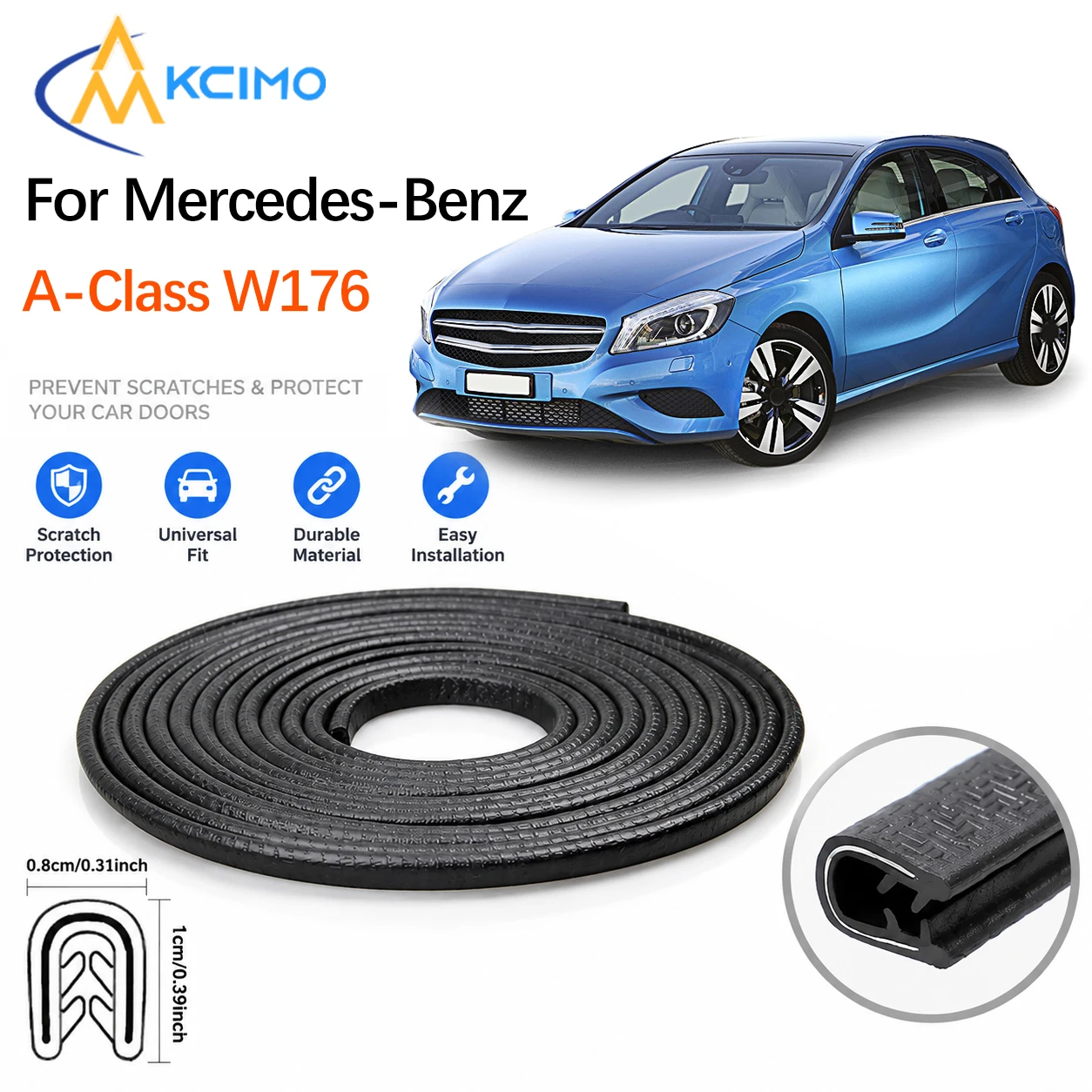 Car Door Edge Anti Scratch Guard For Mercedes-Benz A-Class W176 2013-2018 PVC Seal Strip With Built‑in Steel Sheet