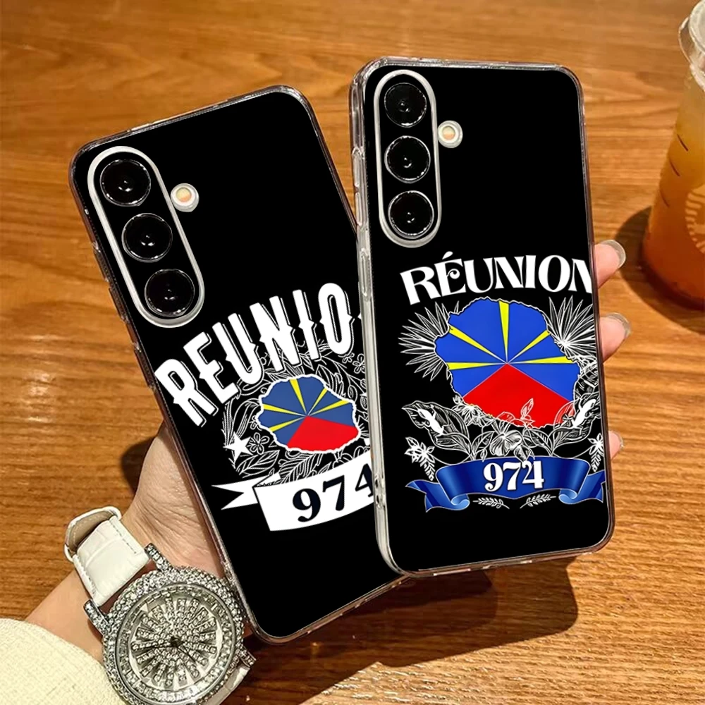 974 Reunion Island Phone Case For Samsung S26 S25 S24 Ultra S23 Fe S22 S20 S21 Plus Plus 5G Fe Transparent Cover