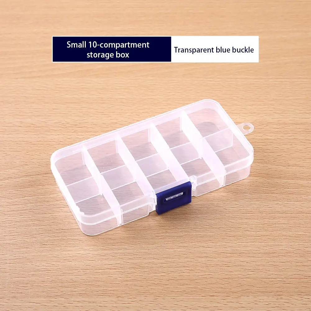 Portable 10 Grid Storage Box Plastic Small Item Storage Pp Transparent Box Storage Plastic Box Box Rectangular H2h7