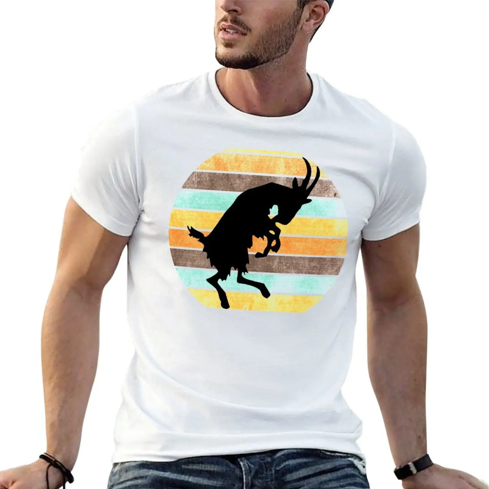 

Billy Goat Silhouette Retro Sunset T-Shirt t shirts for man graphic tees t shirts for man slim fit mens graphic t shirts T-shirt