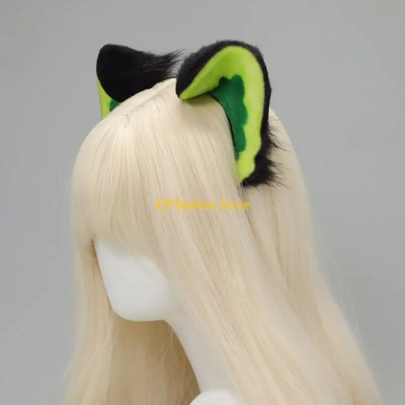 Y5GC Anime Cosplay Costume Cats Ears Foxes Tail Plush Fuzzy Ears Hairhoop Tail