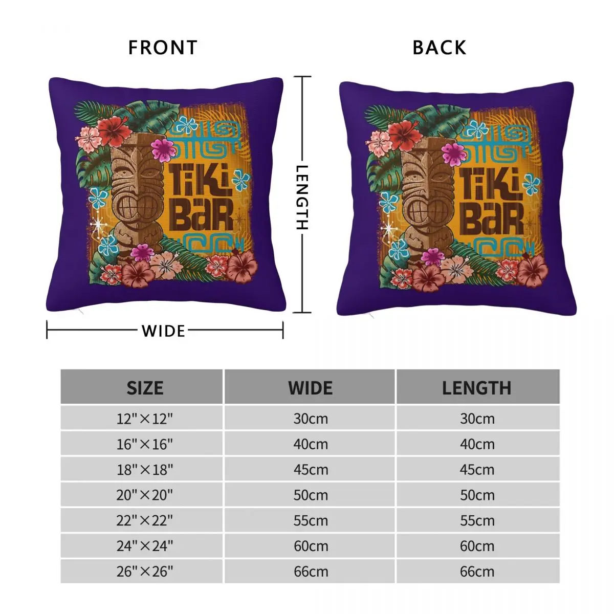 Tiki Bar Hawaiian Square Pillowcase Polyester Linen Velvet Printed Zip Decorative Pillow Case Sofa