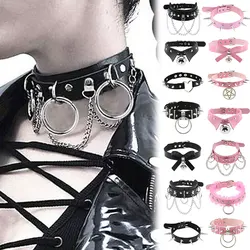 1Pc Vintage Hip Hop Rock Rivet Spike Star Cool Women Collares Jewelry Y2k Egirl Harajuku Cosplay Sweet Heart Choker Necklaces