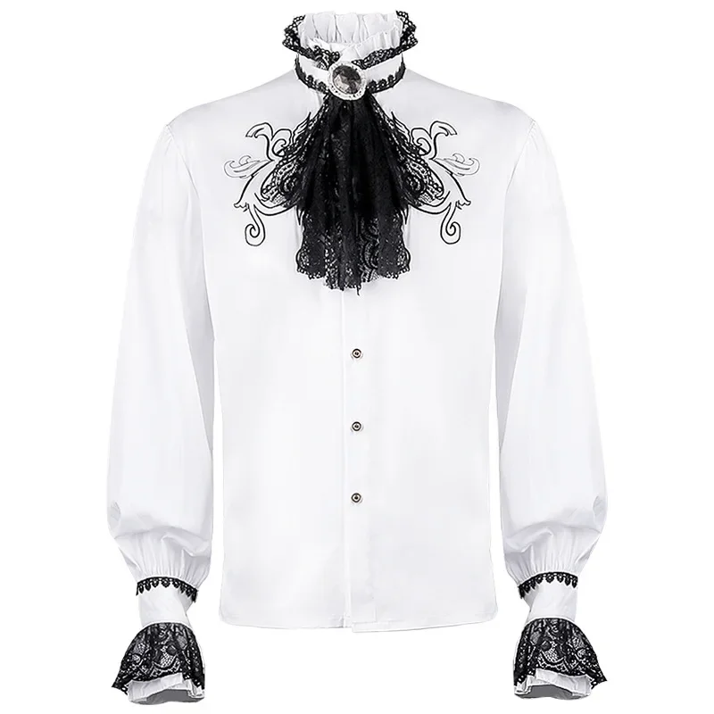 

Renaissance Lace Embroidered Shirt Medieval Steampunk Gentleman's Top