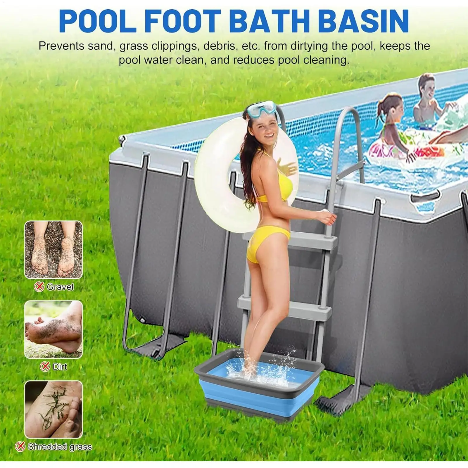 Folding Foot Bath Tub for Swimming Pool Entrance Portable Foot Bathing Basin Hot Tub Soaking Bucket Bathroom Garden Accessories