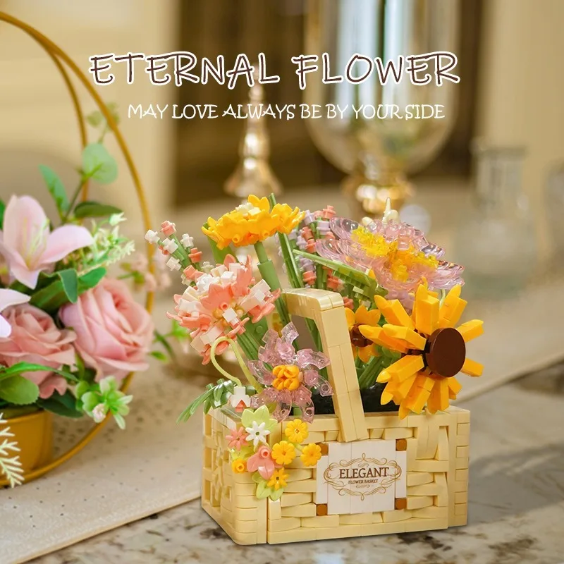 Heart Of Sunshine Handheld Flower Basket Style + Light-Up Building Blocks