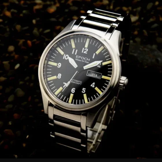 Reloj Automático EPOCH para hombre, reloj de pulsera mecánico de 43MM, tubo luminoso, resistente al agua hasta 10ATM, zafiro, calendario Dual, fecha semanal