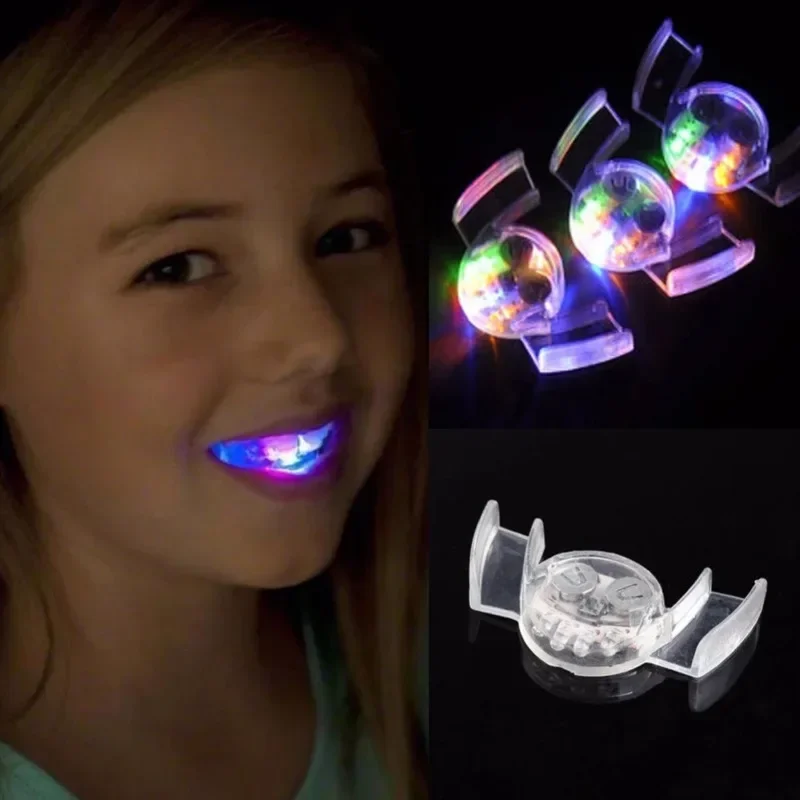 Luz LED con dientes brillantes para niños, juguete con luces parpadeantes, protector bucal, suministros para fiestas, regalo, 2023