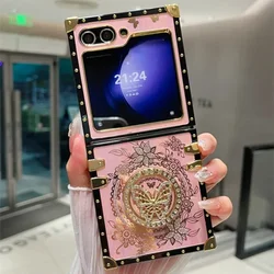 Luxury Bling Glitter Aurora Butterfly Stand Phone Case for Samsung Galaxy Z Flip 6 5 4 3 Flip6 Flip5 Flip4 Flip3 5G Holder Case