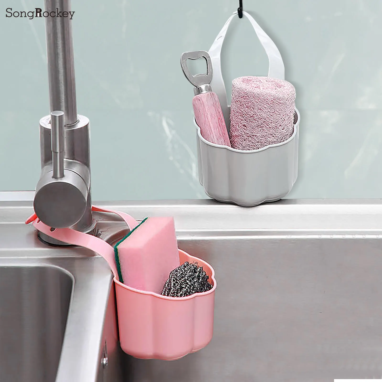 Portable Hanging Drain Prateleira para Cozinha e Banheiro Itens, Pia Titular, Cesta Do Saco, Bath Storage Tools, Home Organizer